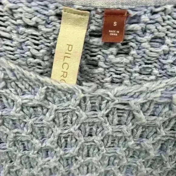 PILCRO High Low Cropped Crochet Waffle Knit Long Sleeve Sweater Women Small - Picture 4 of 6